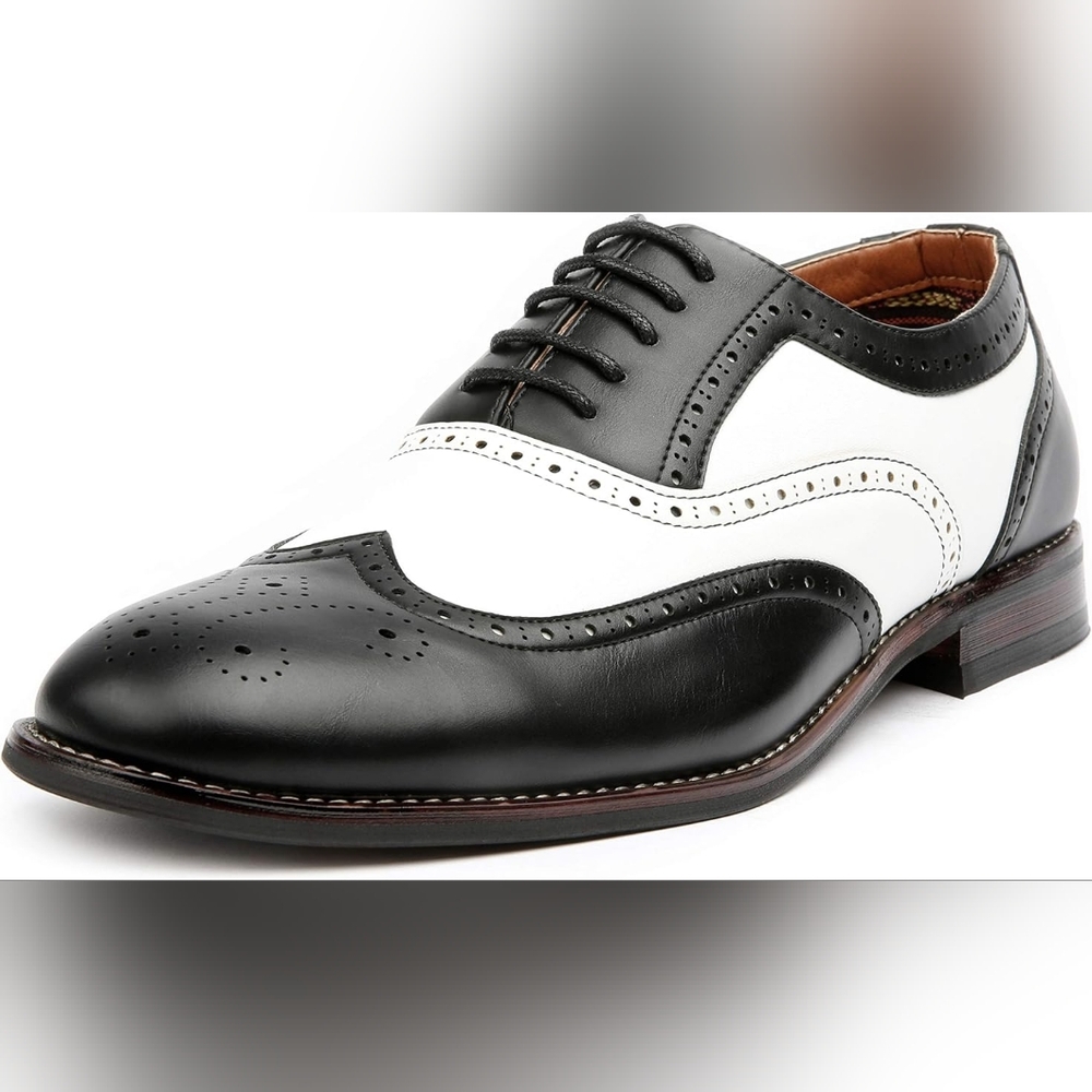 Ferro Aldo Black/White Oxford Wingtip Spectator Shoes